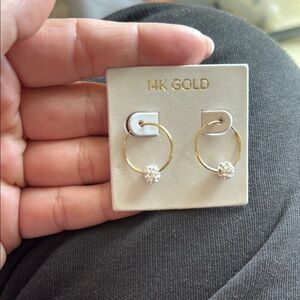 Elegant 14K Gold Hoop Earrings with Crystal Accents